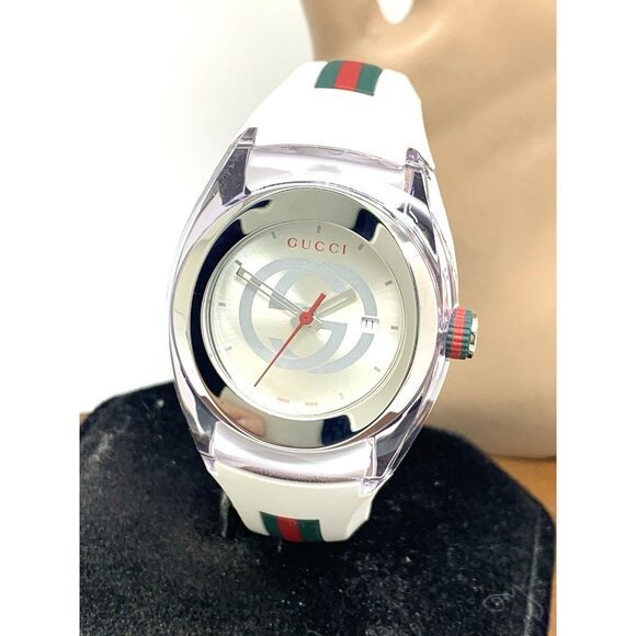 GUCCI Women's Watch SYNC YA137302 Swiss Quartz White Rubber Band 36mm